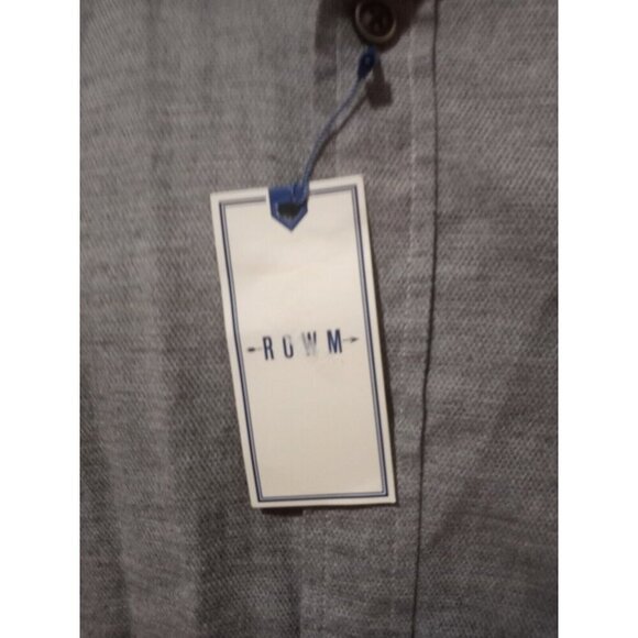 New ROWM men's button down Shirt XL Solid Gray long Sleeve NWT Cotton - Picture 2 of 13